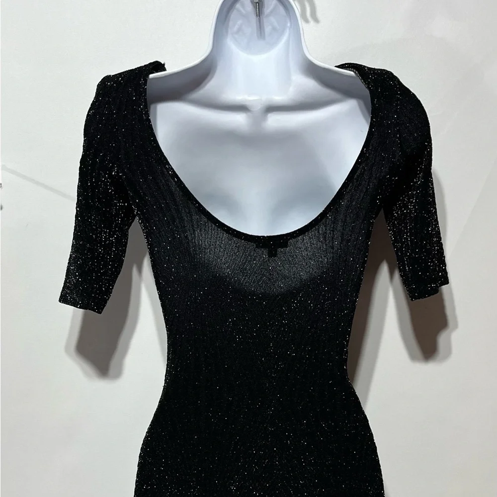 River Island by Anthropologie  glitter 3/4 sleeve midi‎ stretch dress size 6